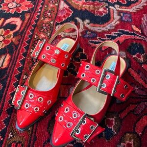 Steve Madden Red Patent Leather Slingback 7